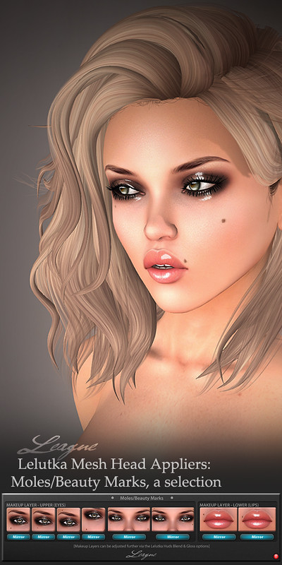 *League* Lelutka Mesh Head Appliers: Moles/Beauty Marks